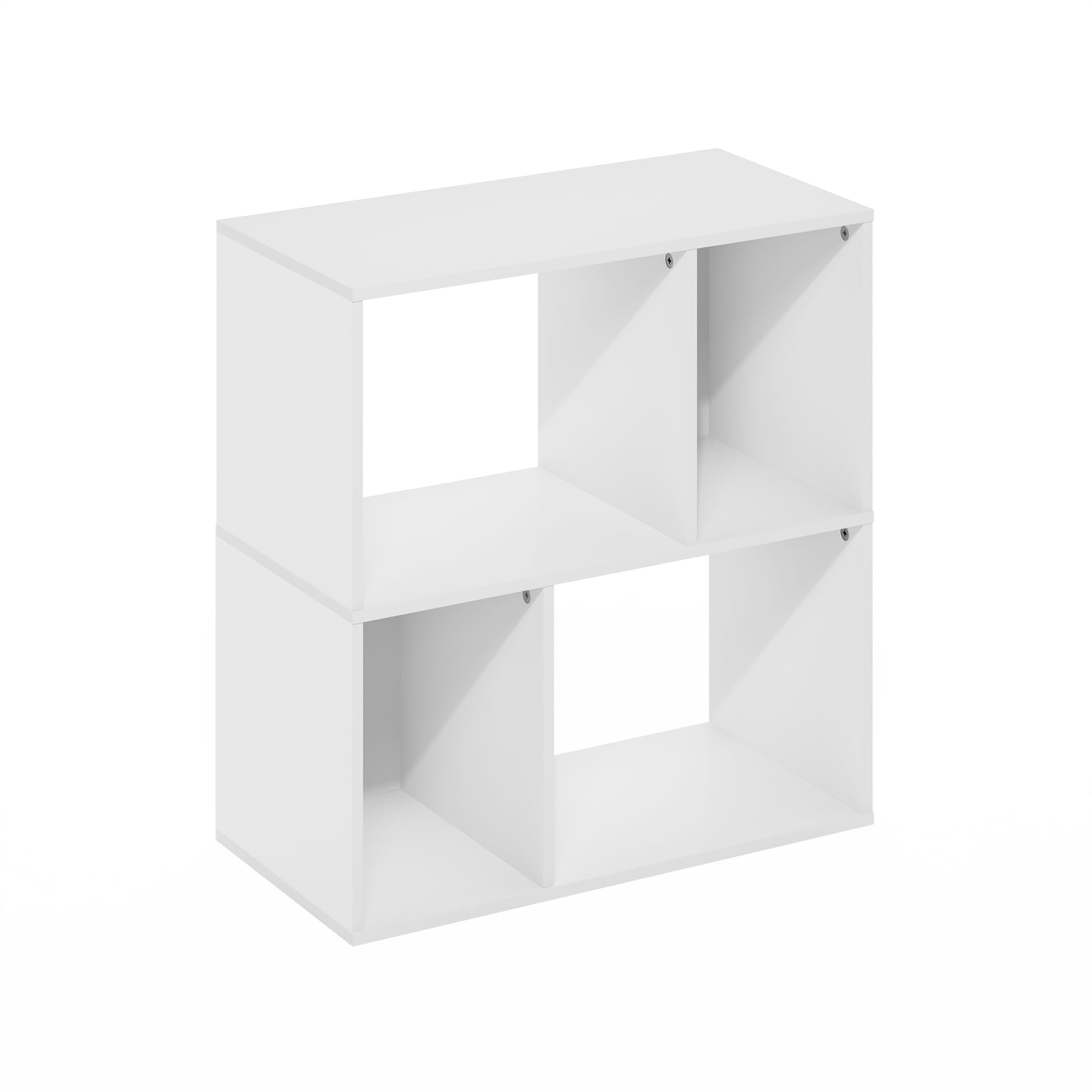 Furinno DALY Étagère, Bibliothèque À 4 Cubes, Étagère De Rangement Cubique avec Compartiments Irréguliers, 29,7 X 60 X 62,7 Cm, pour Salon, Chambre, Bureau, Blanc