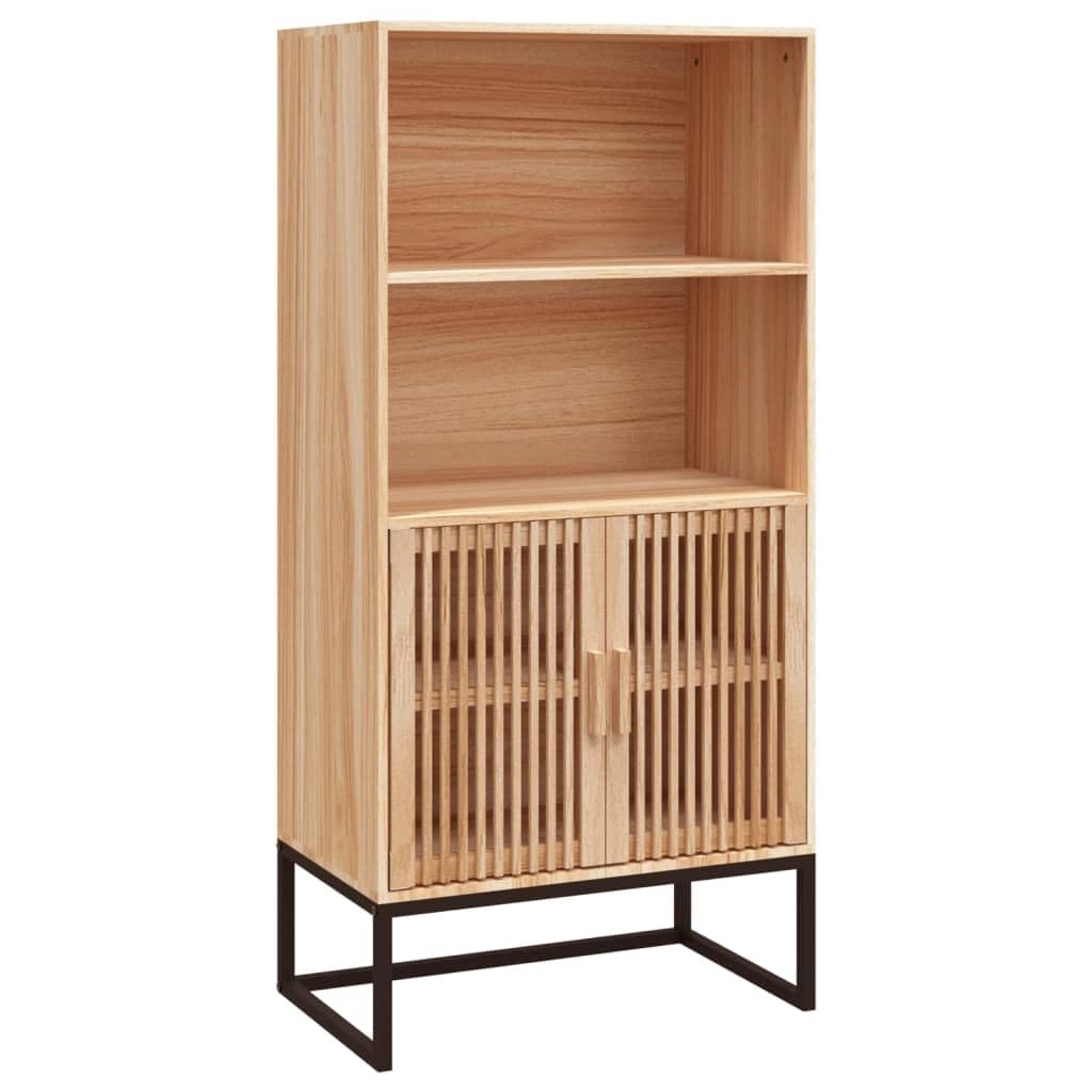 Aparador alto de pino macizo de 60x35x125 cm con patas de hierro