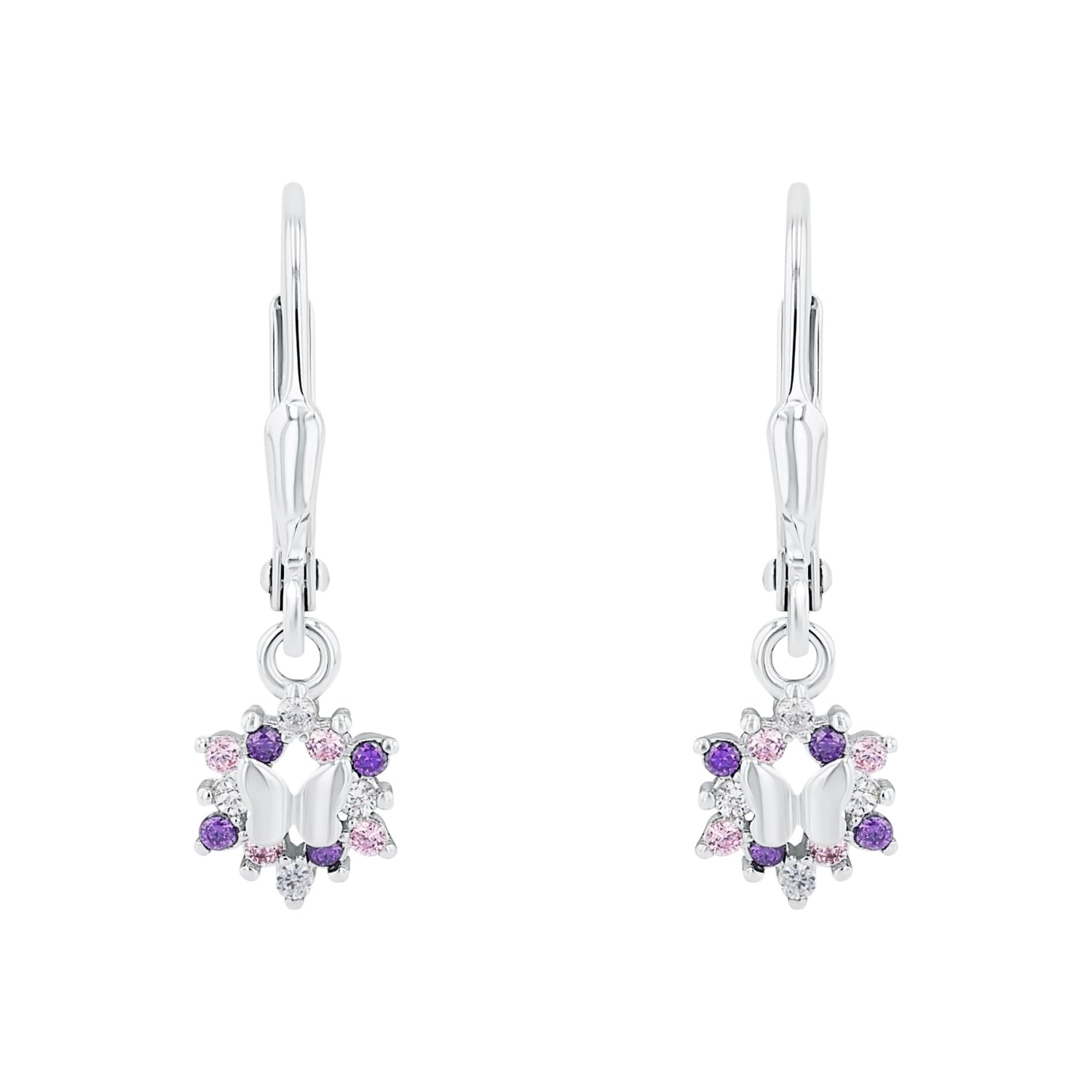 Prinzessin Lillifee Orecchini per bambine in argento sterling 925, con zirconi sintetici, a forma di farfalla, in confezione regalo