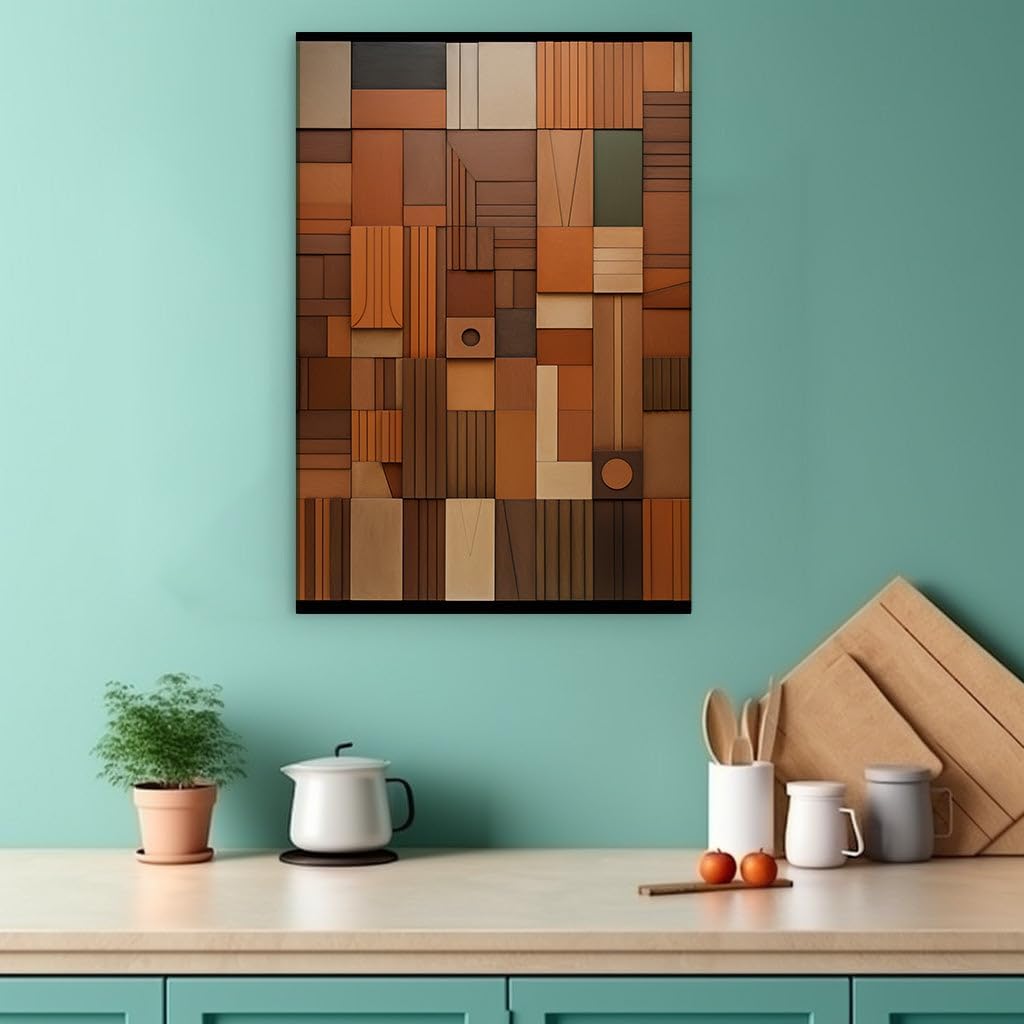 Canvas for Living room. Earthy Abstraction Meets Minimalist Love - A Tapestry of Shapes and Sentiments, 27 x 18 inch Canvas Wall Art - Contemporary Masterpieces - Zen Wall Decor