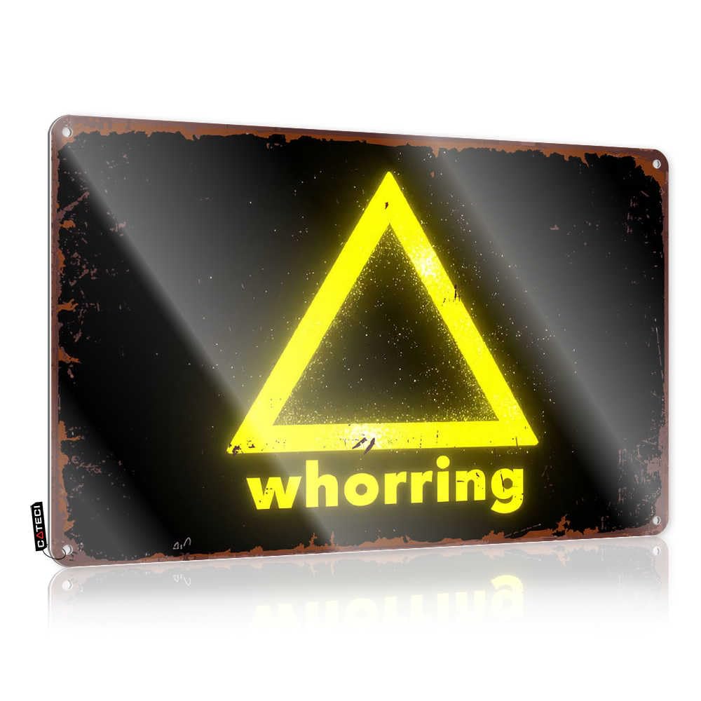 Fzfn Colour Grunge Poster, Bedroom Decorations Soft Area Whorring Warning: Neon Triangle Caution Sign | Farmhouse Tailgating Decor(30X40cm)