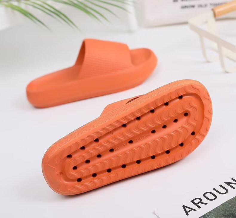Pillow Slippers for Women and Men Non Slip Quick Drying Shower Slides Bathroom Sandals ，Ultra Cushion ，Thick Sole（Size：38-39，Grey） 024