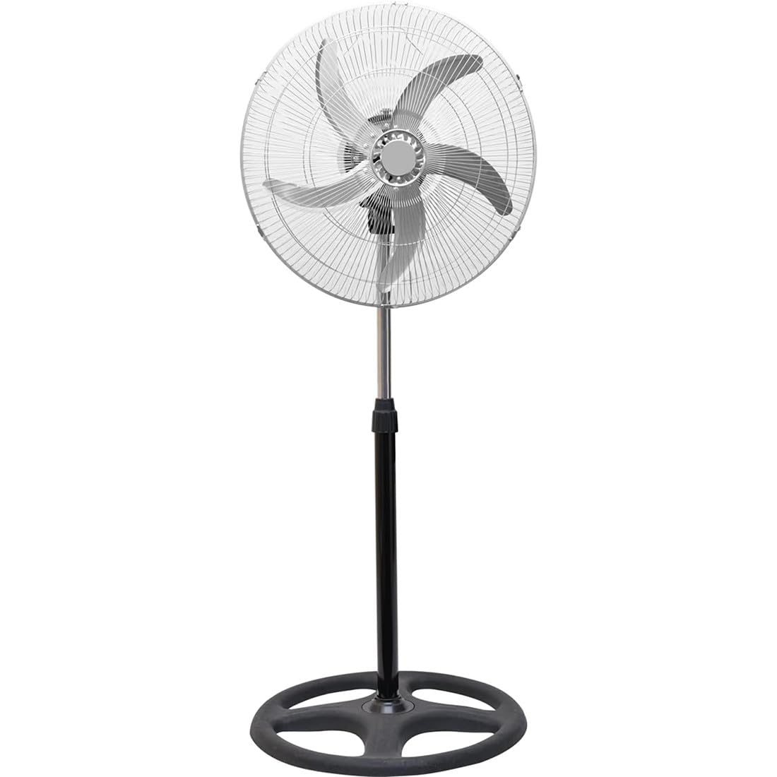 Mediawave Store - Ventilatore a Piantana Potente, Diametro 50cm, Ventilatore a Piantana 3 in 1, Ventilatore da Tavolo, da Parete, Potenza 50W, 3 Velocità, 5 Pale, Cromato