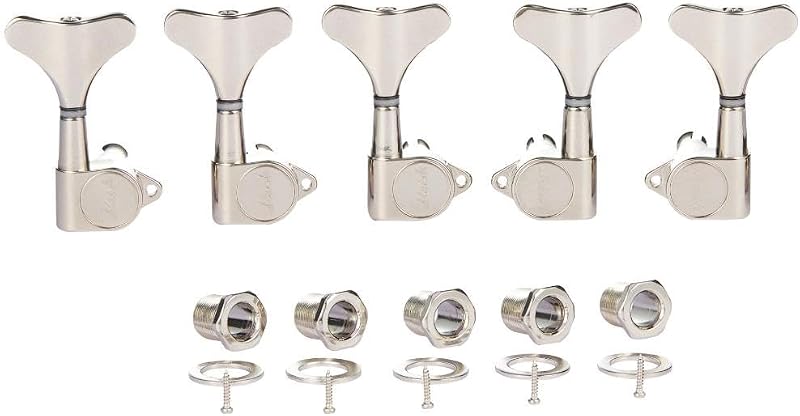 5 String 3R2L 18:1 Sealed Bass Tuners Bass Guitar Tuning Keys Tuning Machine Heads for Ibanez/Yamaha Style Acoustic/Electric Bass Nickel