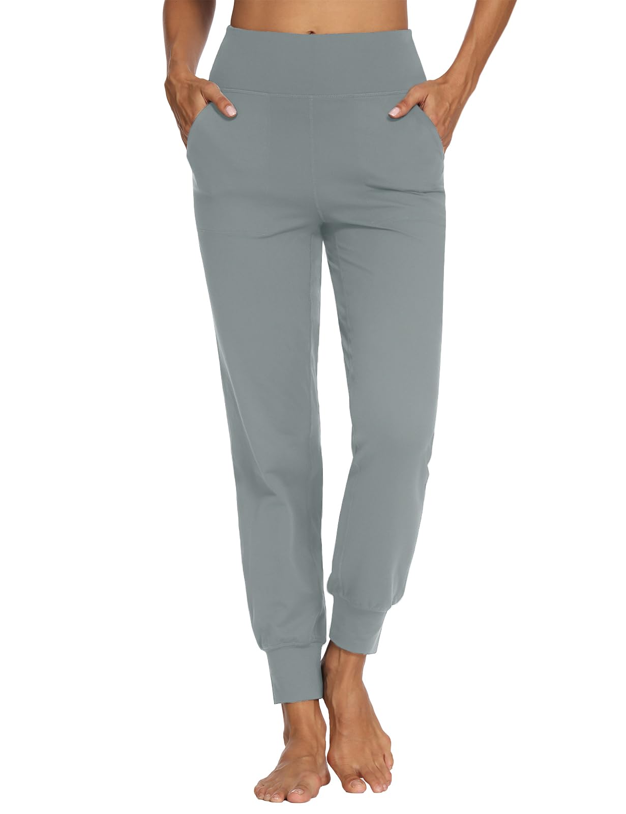 MOVE BEYOND Pantalones y Pantalones Piratas Deportivos para Mujer con 4 Bolsillos Cintura Alta Jogger Chandal de Fitness Yoga