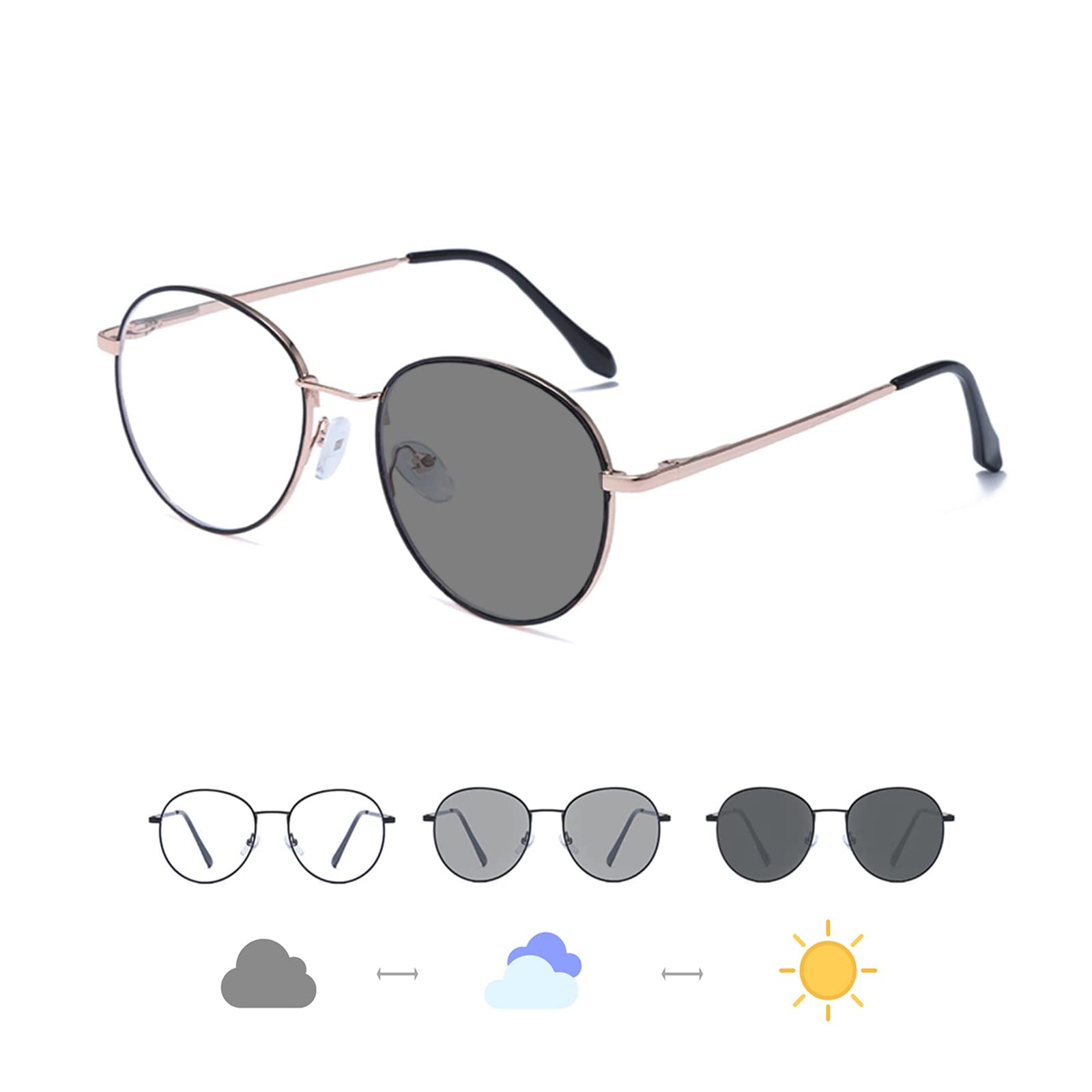 LJCZKA Photochromic Blue Light Blocking Glasses for Women Men Round Computer Glasses Anti Fatigue Eyestrain Headache - Image 2