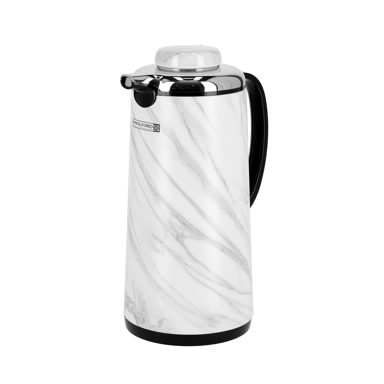 Royalford White Marble Vacuum Flask - 1300ml Insulated Tea Carafe