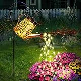 Solar Garden Watering Can Lights with Cascading Lights, Outdoor Hanging Lanterns for Garden Decor,Fairy Gardening Gifts for Mom Birthday, Perfect for Patio Yard Pathway