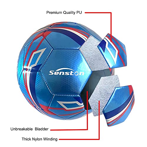 Image of Senston Soccer Foot Ball Match Ball Official Training Football With Pump Size 5 Practice Ball For Men /Women, Dark Blue