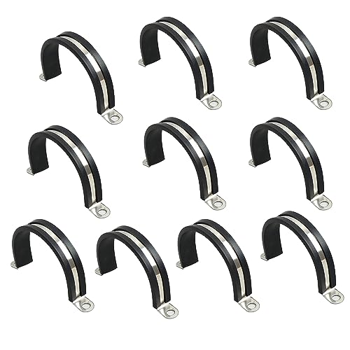 NICAVKIT 10Pcs 40mm abrazadera de cable clips de goma P abrazaderas de manguera abrazaderas de tubo abrazaderas de cable kit de acero inoxidable abrazadera de cable