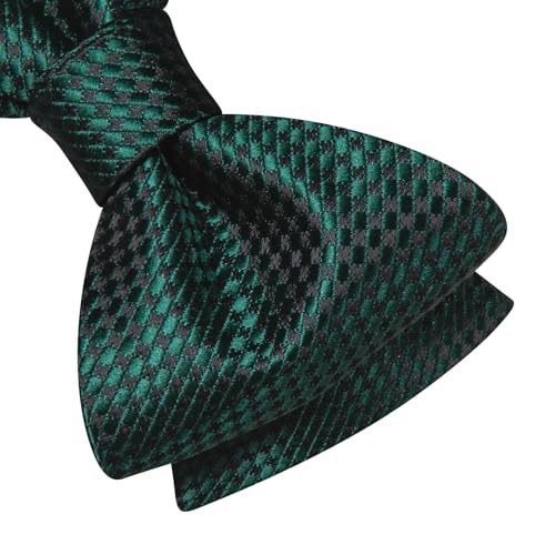 Image of Dubulle Self Tie Bow Ties and Lapel Pin for Men Paisley Solid Mens Bowtie and Handkerchief Cufflinks Set Wedding