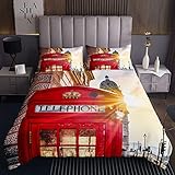 Feelyou London Themed Coverlet Set Retro Telephone Booth Bedspread for Kids Boys Girls Children...