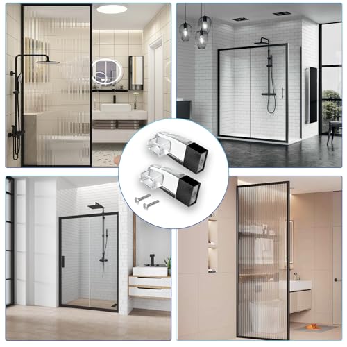 Image of Clear Acrylic Shower Door Towel Bar Brackets with Bright Chrome Sleeve