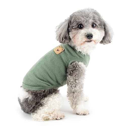 Zunea Hundeshirts für Kleine Hunde Sommerweste Haustier-T-Shirt Welpen Mädchen Jungen Kleidung Weich Atmungsaktiv Basic-T-Shirt Dehnbar ärmellos Tank-Top Chihuahua Katze Sweatshirt Kleidung Grün M