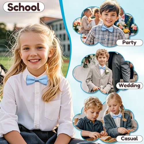 Solid Color Bow Ties for Boys Girls, Adjustable Pre-tied Kids Bowtie for School Wedding Party Concert Church4