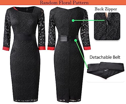 VFSHOW Womens Vintage Asymmetrical Neck Work Business Party Sheath Dress4