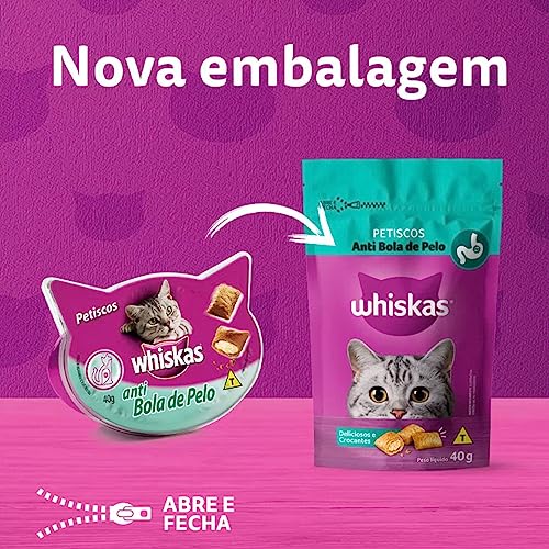 3 und Petisco Whiskas Temptations Anti Bola De Pelos Gatos Adultos - 40g