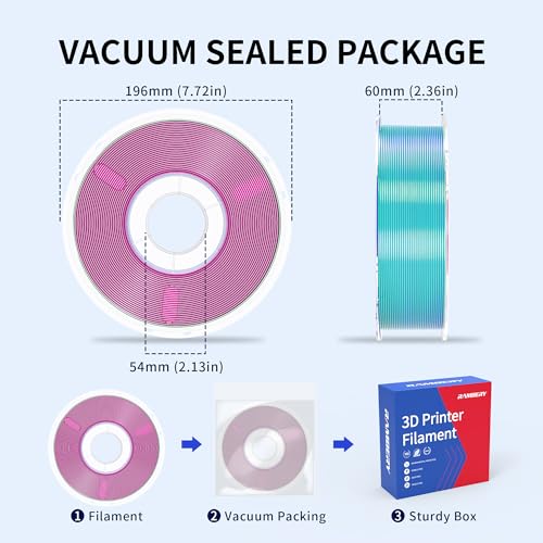 Image of RAMBERY Silk Tri Color 3D Printer Filament 1.75mm, Triple Color Change by Angle, Silk Shiny PLA Filament Red-Blue-Green, 1kg Spool (2.2lbs)