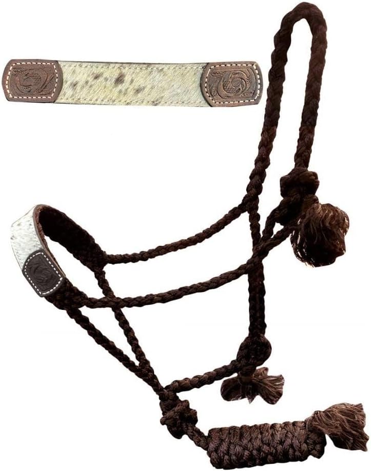 Showman Brown Nylon Mule Tape Halter w/Hair-On Cowhide & Lead