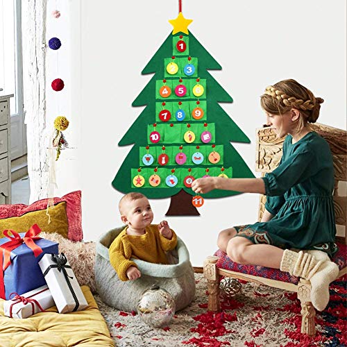 Ourwarm Christmas Advent Calendar For Kids, 2022 24 Days Felt Christmas Tree Countdown Calendar Flip Pattern And Number For Home Holiday Christmas Decorations #TOP6