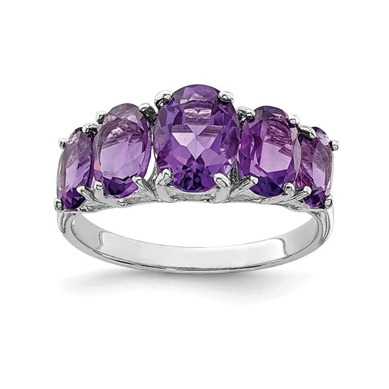 Bague améthyste argent 925 femme ovale grappe 4.5 carats anniversaire
