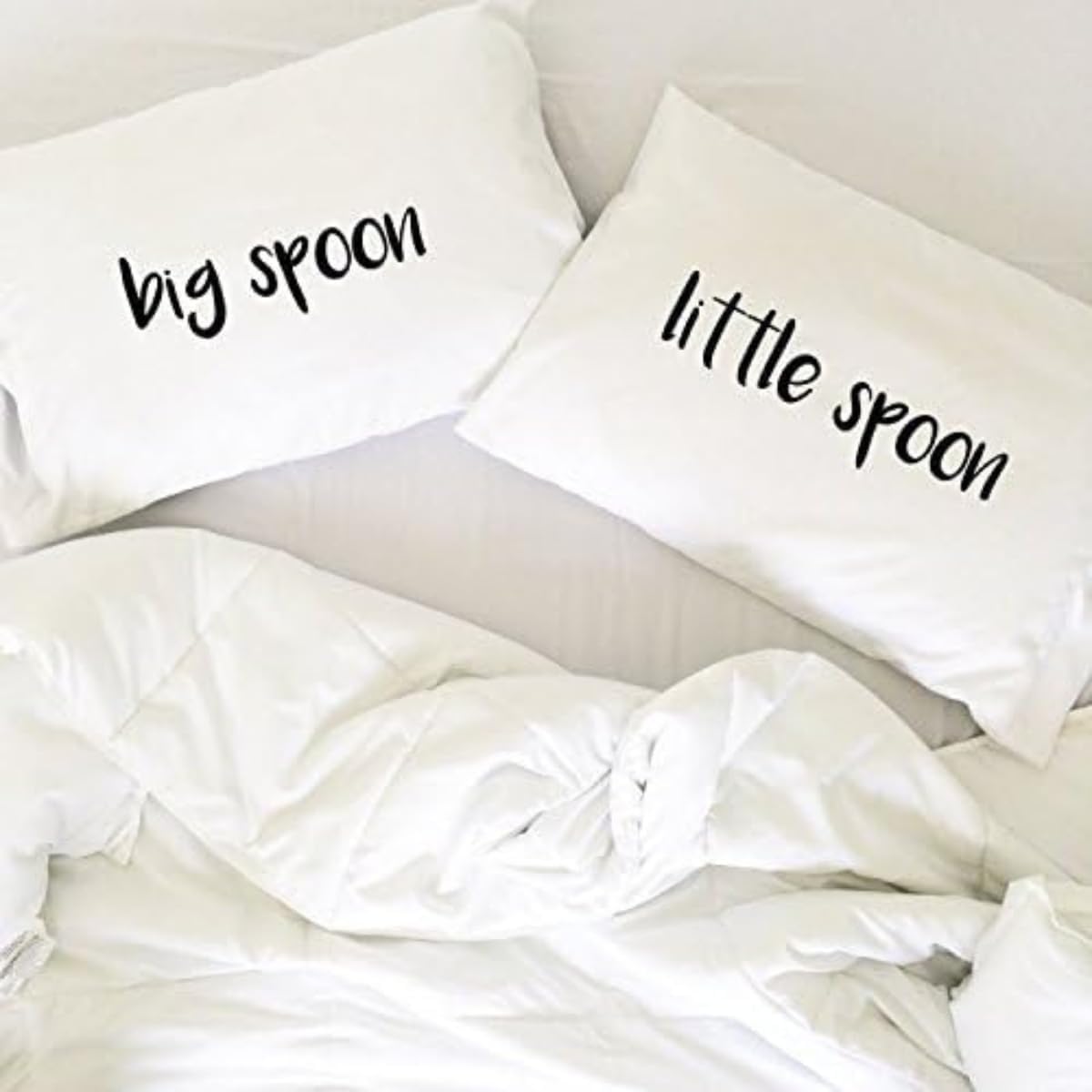 Oh, Susannah Big Spoon Little Spoon V1 Pillow Cases for Couples, Weddings, Love Pillowcases, His and Hers Pillows Couples Pillow (2 King Pillowcases)