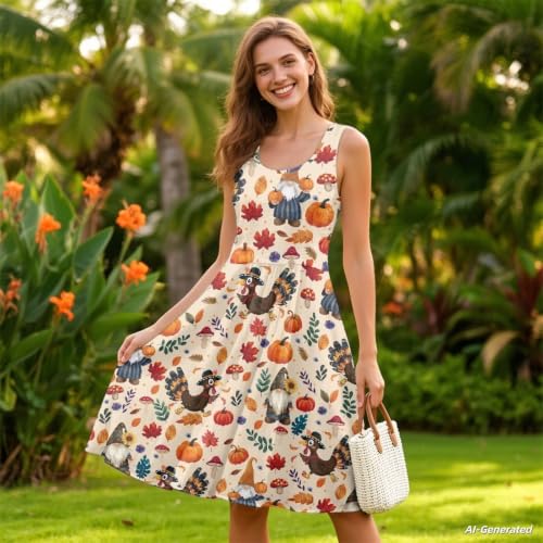 Image of Renewold Women's Sleeveless Tank Dress with Pockets, Casual Scoop Neck A-Line Sundress for Summer, Travel and Vacation