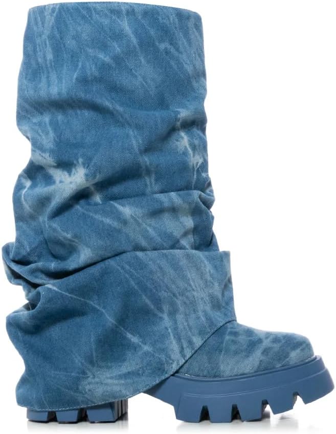 sexytag Women's Metallic Boots Slouchy Foldover Platform Round Toe Western... - Picture 33 of 61