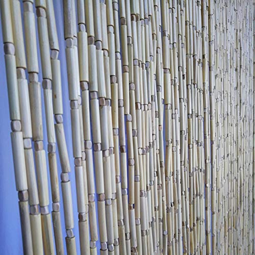 Rideau de perles en bois beige rustique 29 brins pour separation de piece