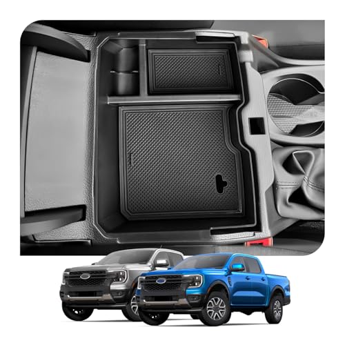 BSTW Kompatibel mit Ford Ranger T9 2023-2026 Mittelkonsole Organizer, für Ranger XL XLT Limited Wildtrak Platinum Raptor Armlehne Aufbewahrungsbox Ford Ranger 2025 Zubehör
