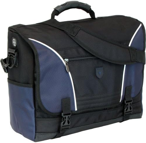 Falcon Messenger Business Casual Bag for 17" Laptop - Black/Blue Trim FI2593