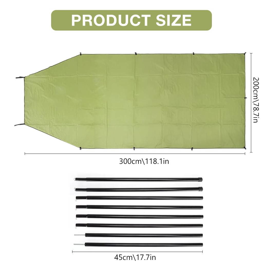 Proberos® Foldable Car Side Awning Sun Shelter Tent 118x78 Inches, Military Green, UPF 50+ UV Protection with Storage Bag for Camping, Travel, Outdoor Adventures 2 Proberos® Foldable Car Side Awning Sun Shelter Tent 118x78 Inches, Military Green, UPF 50+ UV Protection with Storage Bag for Camping, Travel, Outdoor Adventures - Image 2