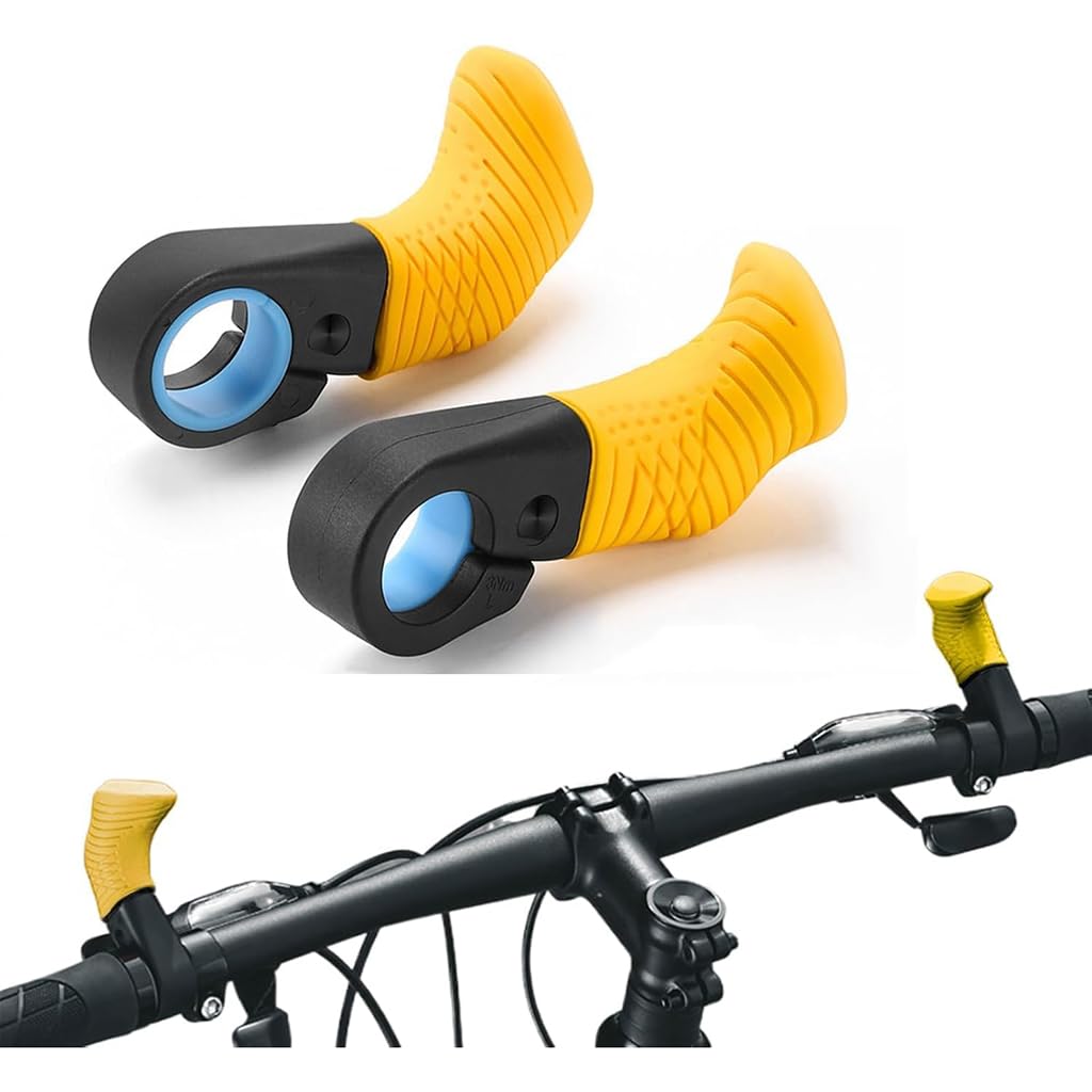 Fahrradlenker Daumengriffe für Cube Hanzz 2018, 22,2mm Lenkergriffe Fahrradd Ergonomisch Fahrradgriffe Ergonomische Daumenauflage,B-Yellow : 