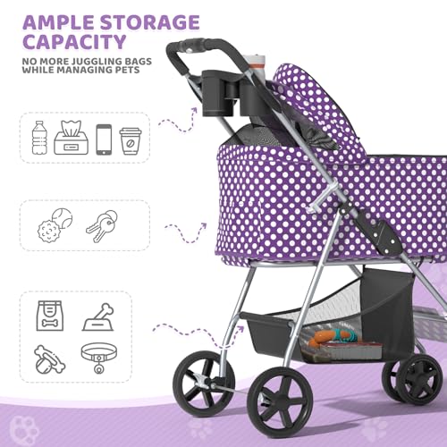 Image of Magshion 3-in-1 Foldable Pet Stroller for Small to Medium Dogs and Cats