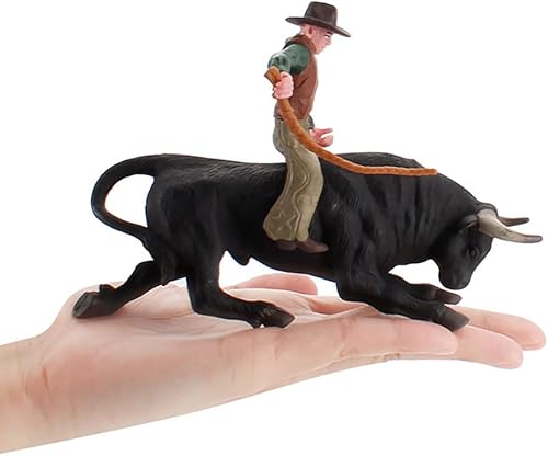 Miniatura 3 de BLAPNK Juguete realista de figura de toro negro, figura de torero español simulado, colección de figuras de ganado, juego de ciencia preescolar