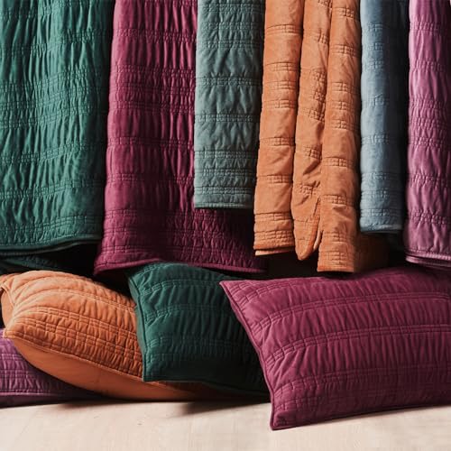 EverGrace Velvet Quilt King Size, Luxury Velvet Bedding Set, Ultra Soft Ruched Quilt Sets, Lightweight Comforter Vintage Textured Bedspread Coverlet with 2 Shams for All Season, Stormy Blue by EverGrace - Image 7