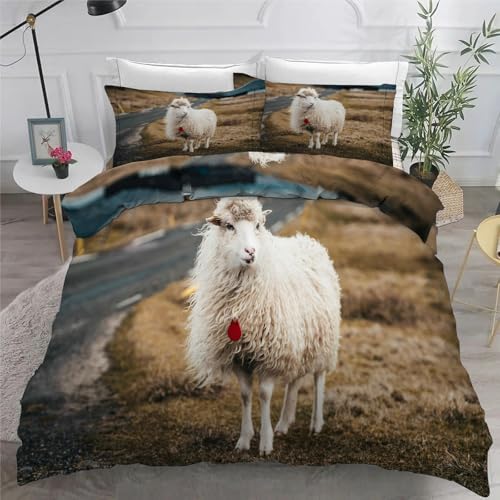 Housse de couette mouton 90x190 cm avec zip pour un lit d'enfant facile à faire