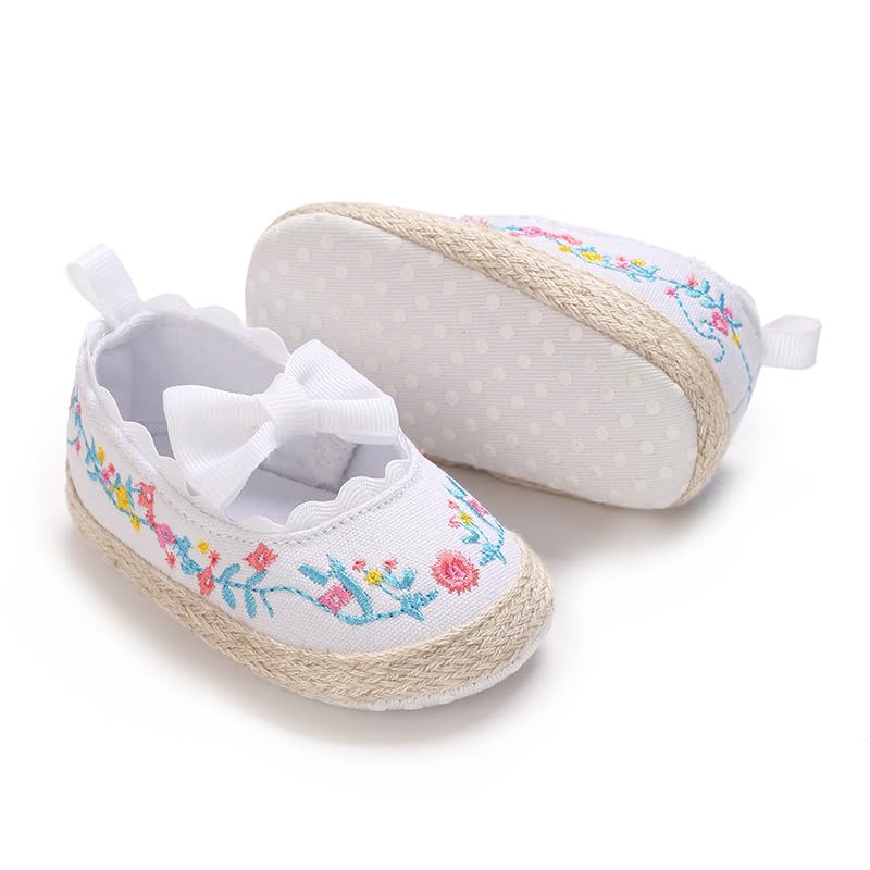 Baby Girls Mary Jane Flats Embroidery Non Slip Soft Sole Princess Wedding Dress Shoes Toddler First Walkers Infant Newborn Baptism Crib Shoes4