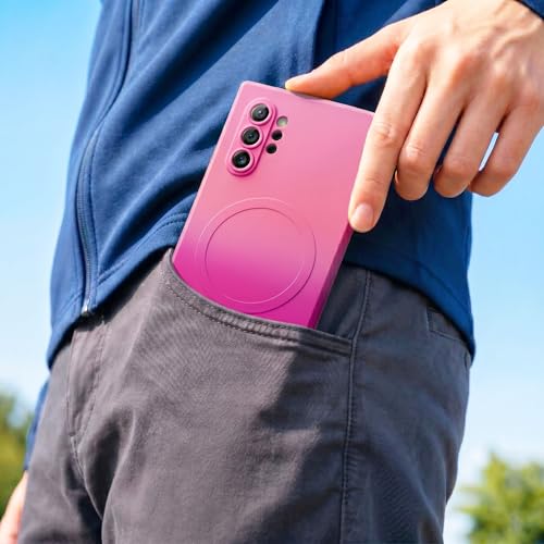 Image of amazon basics Gradient Mag-Safe Case for Samsung Galaxy Note 10 Plus | Soft Silicone Shockproof Cover with Camera Protection | Slim Lightweight Design | Smooth Touch & Durable - Pink & Blue