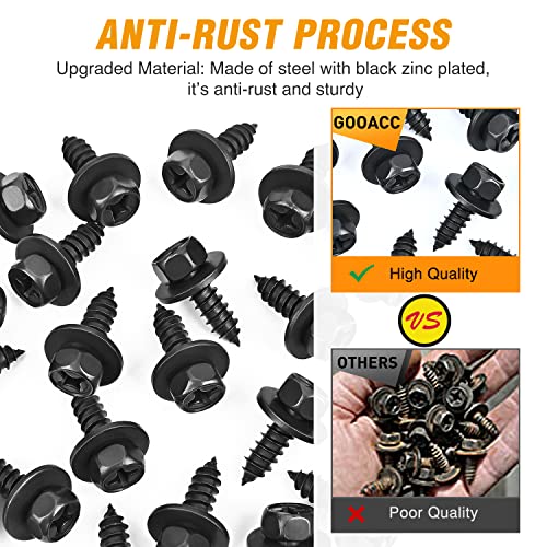 Image of GOOACC 25Pcs Front Fender Liner Screws Bumper Cover Splash Shield Mud Guard Screw Replacement for Toyota Avalon Camry Corolla Scion Lexus, OEM:#90159-60498