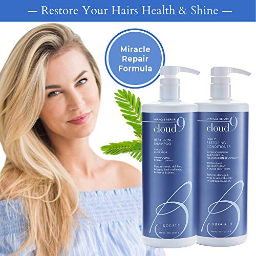 Brocato Cloud 9 Restoring Shampoo + Conditioner Duo, 32 Fl Oz | Adds Back Resilience, Moisture, & Shine | Restore Hair To Lustrous Condition | For Damaged, Dry, Normal To Oily Hair, Color Safe #TOP1