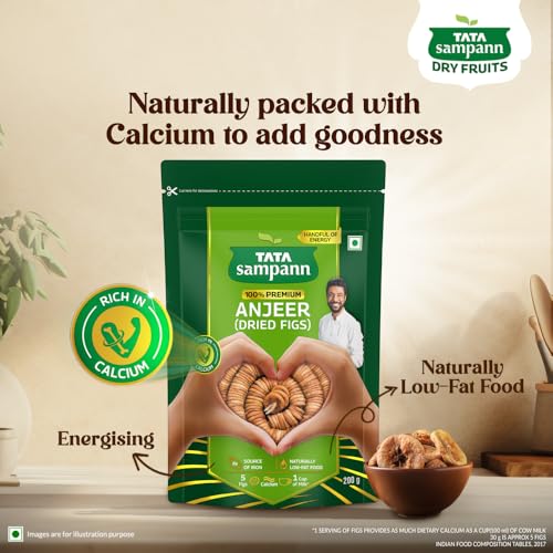 Image of Tata Sampann Premium Anjeer (Dried Figs), 200g, Rich in Calcium & Fibre, Source of Iron, Naturally Low-Fat Food (Pack of 3)