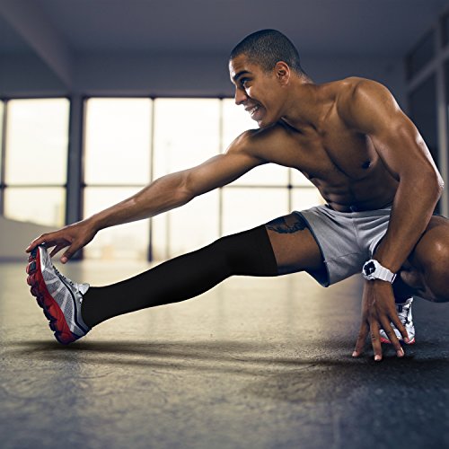 Charmking Thigh High Compression Socks For Women & Men Circulation (3 Pairs) Over The Knee High Stocking Is Best For Running, Flight Travel, Supporting, Cycling, Pregnant 15-20 Mmhg (L/Xl, Black) #TOP1