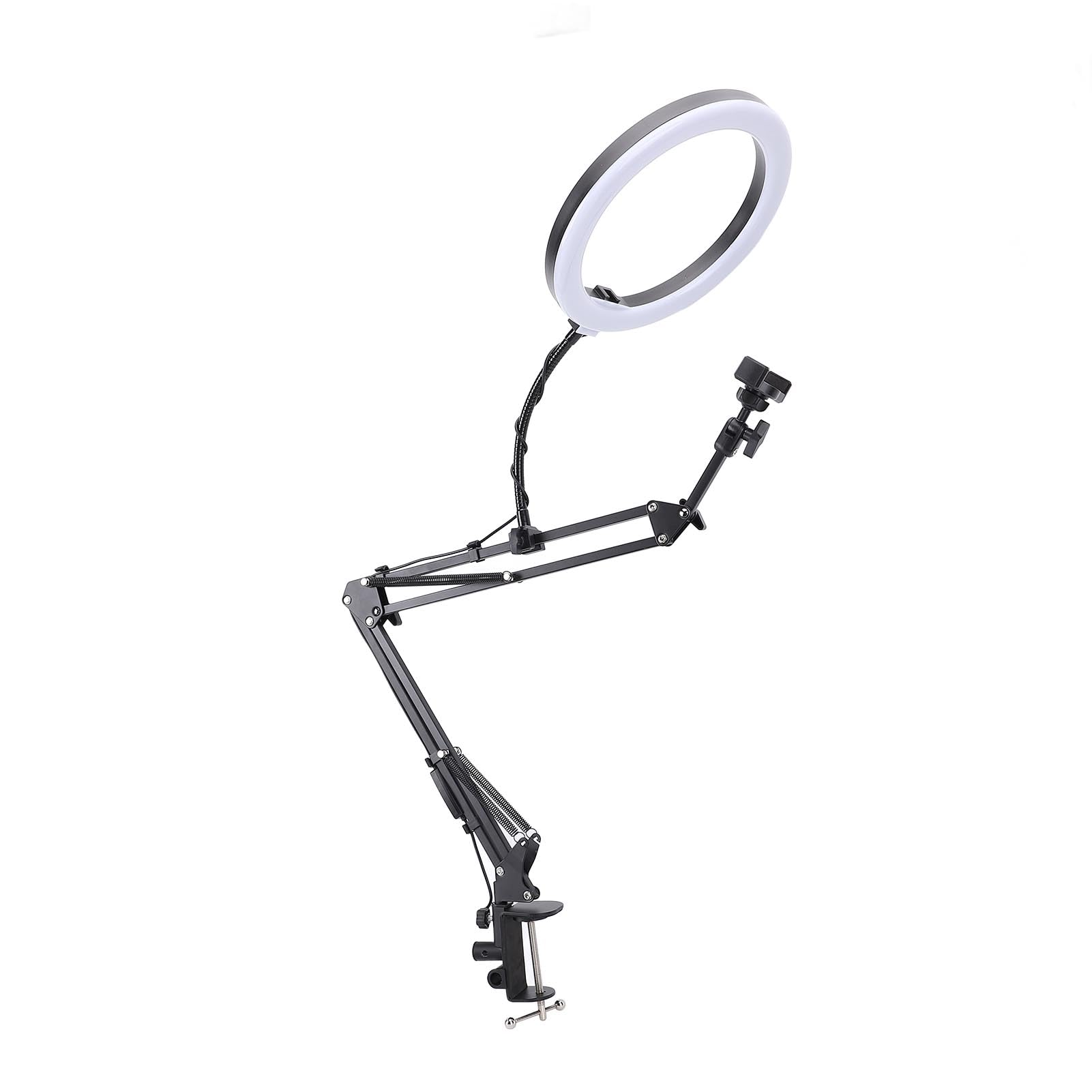 Lampa ad anello flessibile con clip per telefono, 30 opzioni di illuminazione Luce ad anello tavolo per fotografia artigianale, testa luminosa 10,24", per artigianato, fotografia di