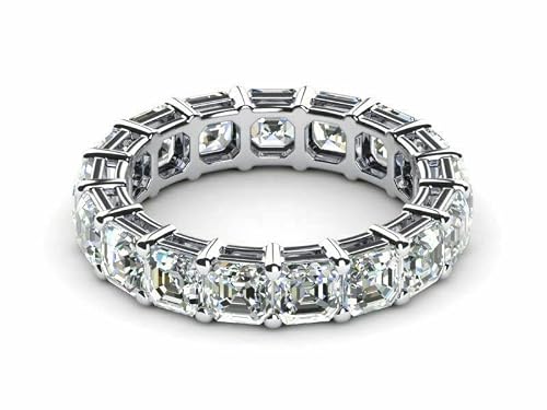 3.00Ct Asscher Cut Lab Created Moissanite Full Eternity Anniversary Band Wedding 14K White Gold Plated (7) #TOP1