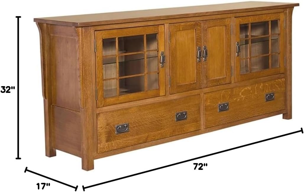 Crafters and Weavers Arts and Crafts Wood TV Stand for TVs up to 72" in Cherry