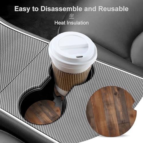 Portavasos universales de madera marrón para auto, 2 unidades miniatura 4