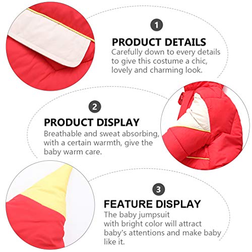Amosfun Macacão Vermelho de Inverno Macacão para Bebês Com Capuz Quente E Manga Comprida para Bebês