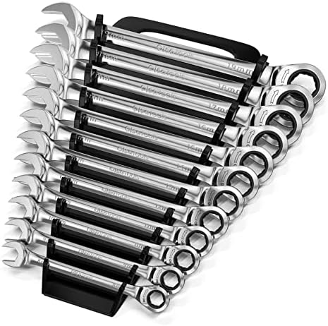 Olsa Tools Ratcheting Wrench Sets (Metric 12pc) | 6-Point Box End Ratchet Wrenches Set | 120 Tooth Metric Ratchet Wrench Set | Works on Stripped and Rounded Bolts | Professional Grade Spanner Wrench