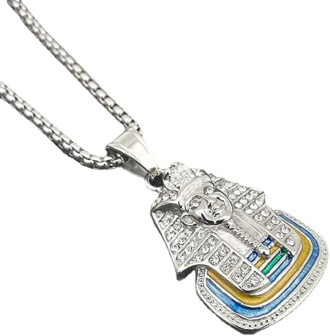 Mens Egypt Egyptian CZ Hip Hop Pharaoh Pendant Necklace Chain
